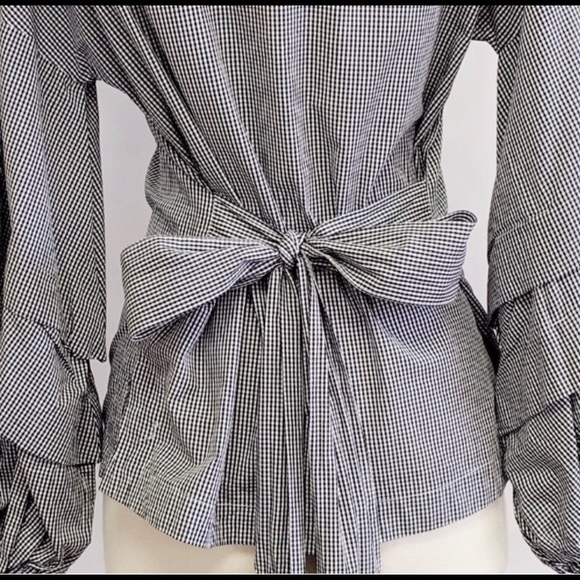 Max Jeans | Black&White Gingham Billow sleeve Top - Picture 10 of 10